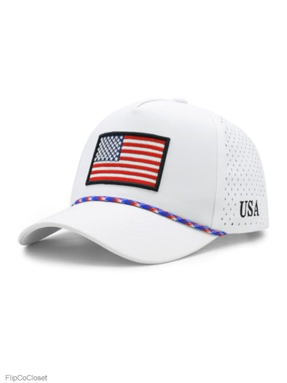 Patriotic USA Flag Embroidered Trucker Hat Snapback Quick Dry
